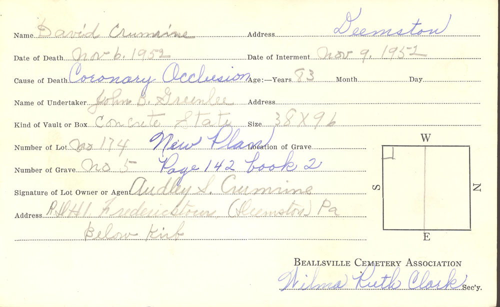 burial card